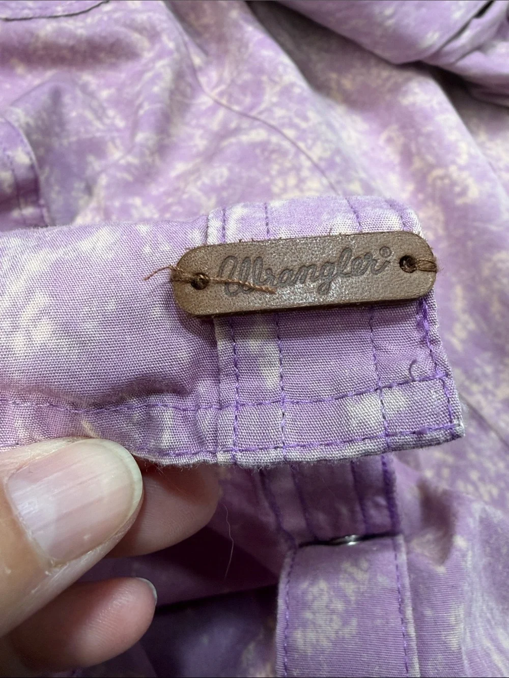 Wrangler Lavender Purple Acid Wash Western Snap Front Long Sleeve Shirt XL - Picture 9 of 9